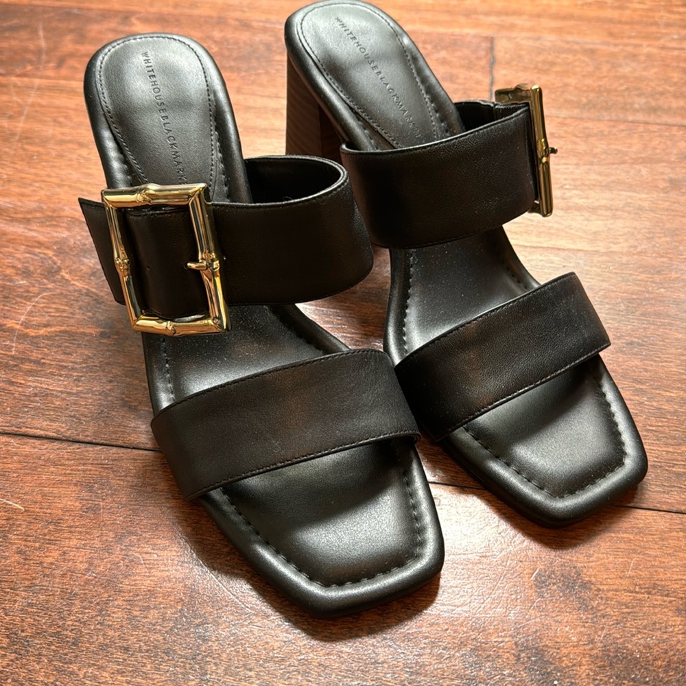 WHBM Bamboo Buckle Mid-Heel Sandal Size 10 NWOT